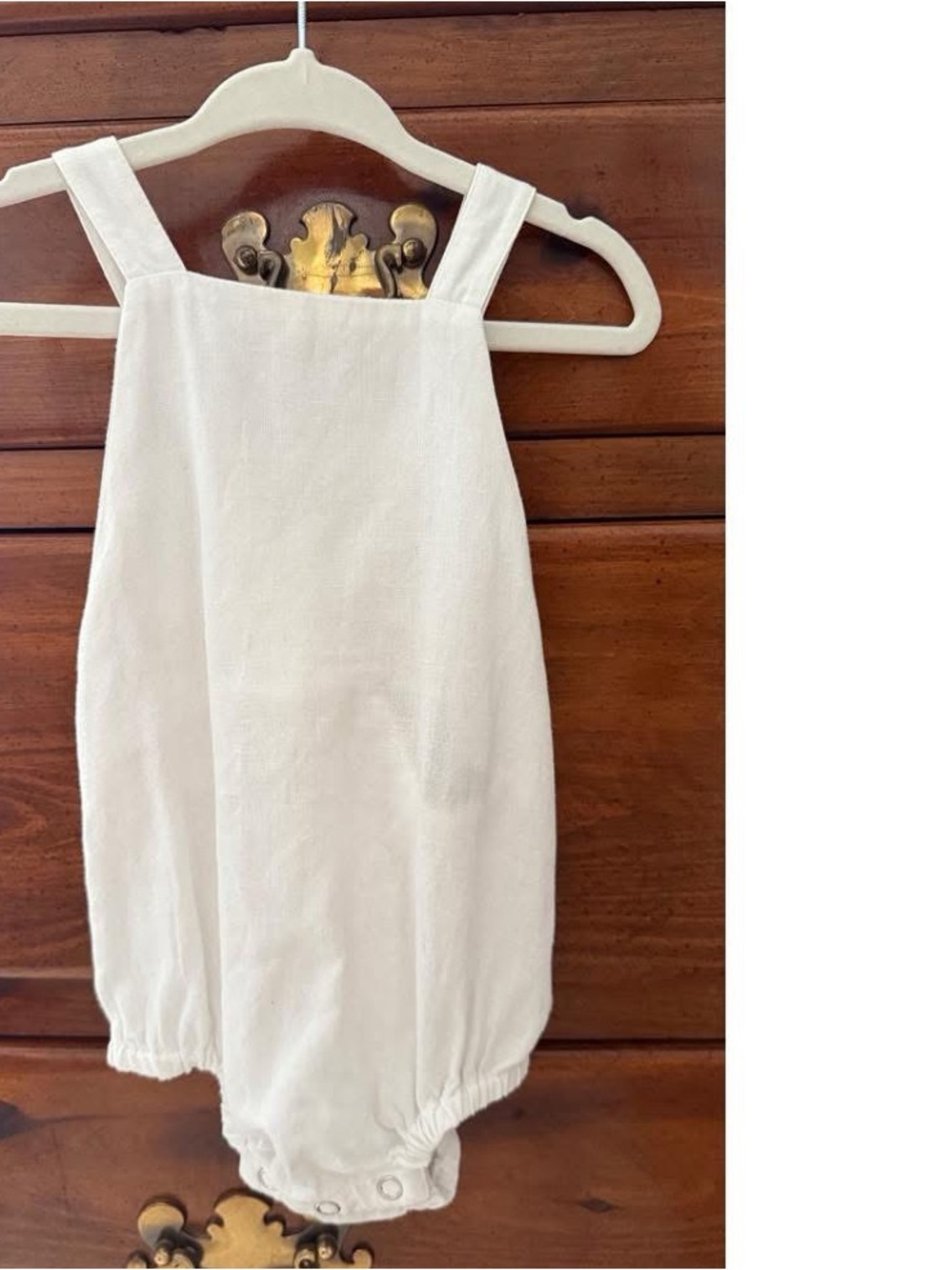 White Linen Baby Romper